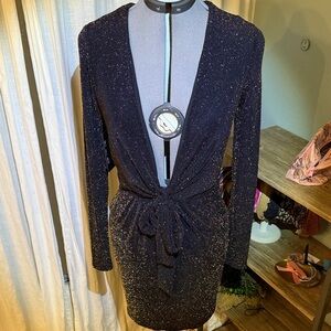 Marciano Black Sparkle Long Sleeved Dress